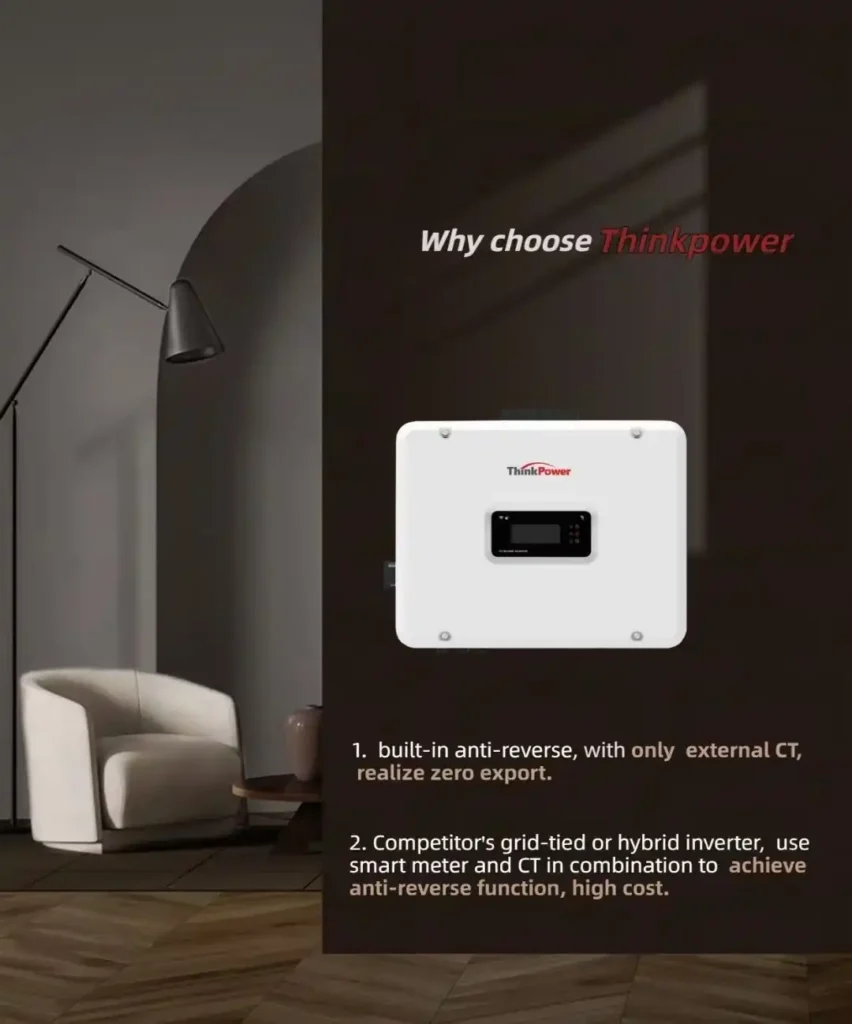 Why choose Thinkpower solar inverter, built-in anti-reverse function with external CT for zero export