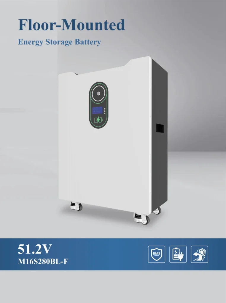 15KWh floor mounted lifepo4 energy storage battery datasheet cover, 51.2V home solar battery