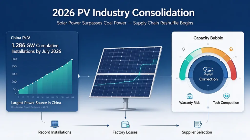 2026 PV industry consolidation, China solar installed capacity surpasses coal power