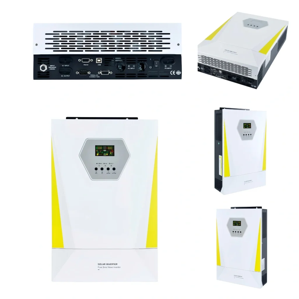 Techfine 3KW-11KW hybrid off-grid solar inverter multi-view, built-in MPPT charge controller