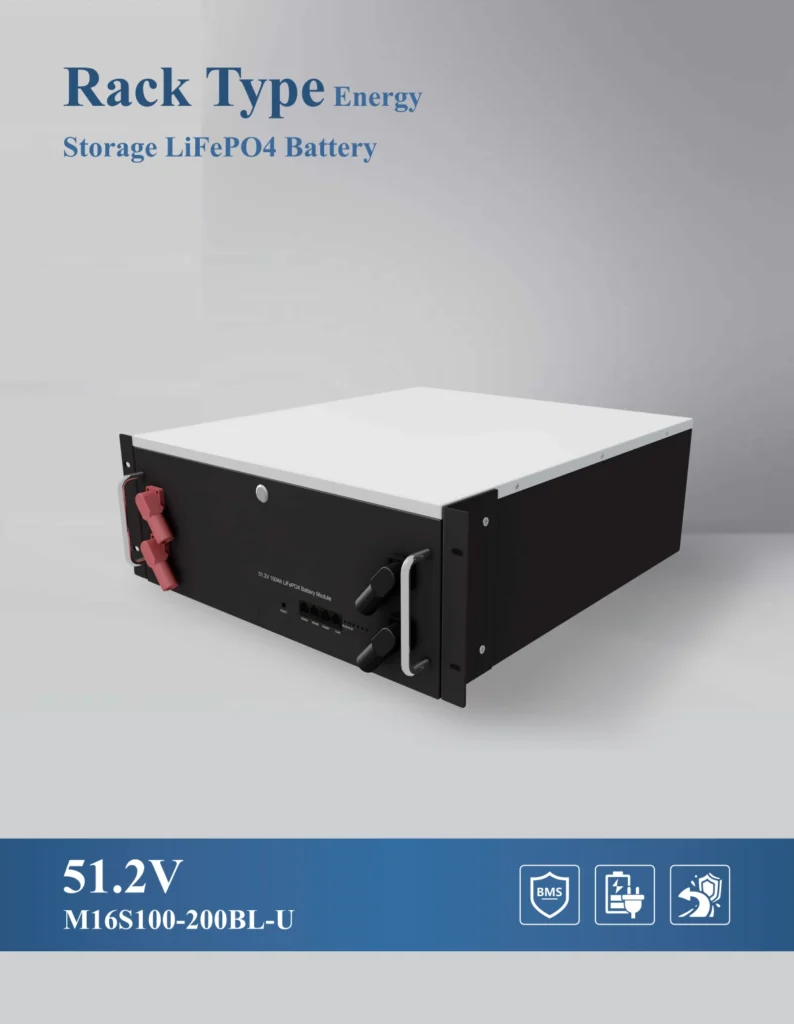 51.2V 100Ah 200Ah rack type LiFePO4 energy storage battery poster, modular rack lithium battery for solar system