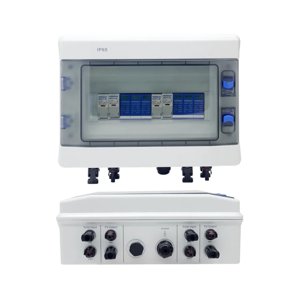 PV DC Combiner Box real product photo, outdoor waterproof solar string combiner box