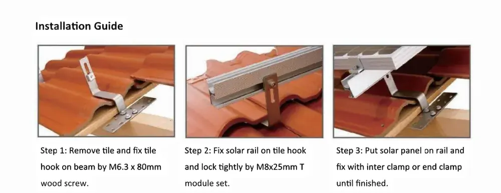Pitched tile roof solar panel mounting system, installation guide for tiled rooftop solar racking