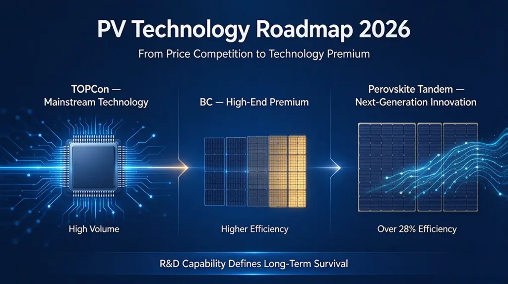 PV cell technology roadmap, TOPCon, BC and Perovskite solar cell technology