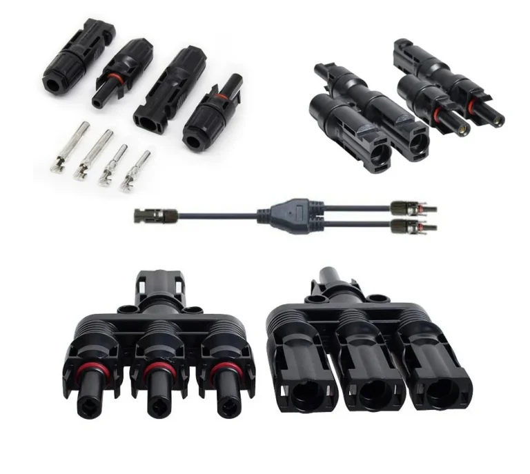 Solar PV connector set, straight pv connector, 2 in 1 and 3 in 1 Y branch pv connectors for solar panel wiring