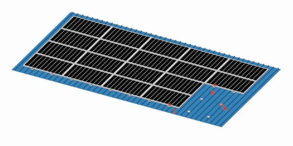 Standing seam roof solar mounting bracket, solar panels installed on standing seam metal roof